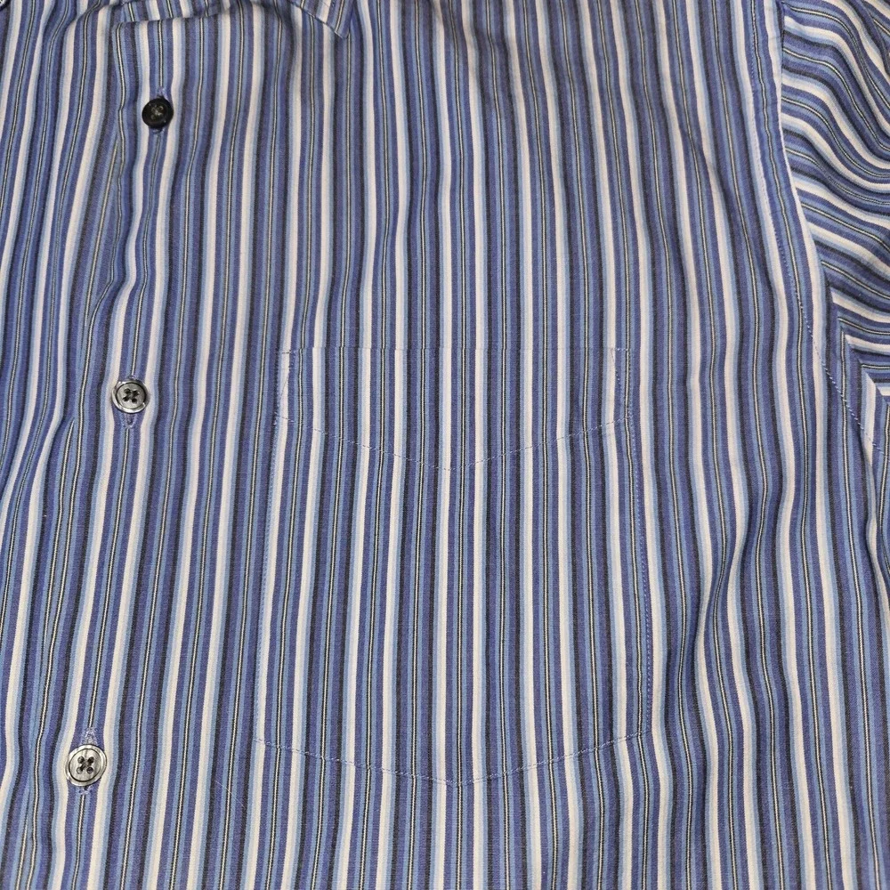 Banana Republic Button Down Shirt Men Medium Blue Striped 100% Cotton Maauritius